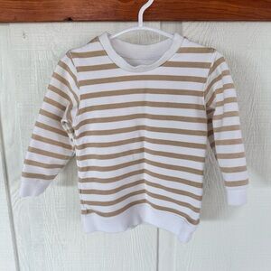 June & January Striped Tan and White Kids Crewneck Neutral Sweatshirt